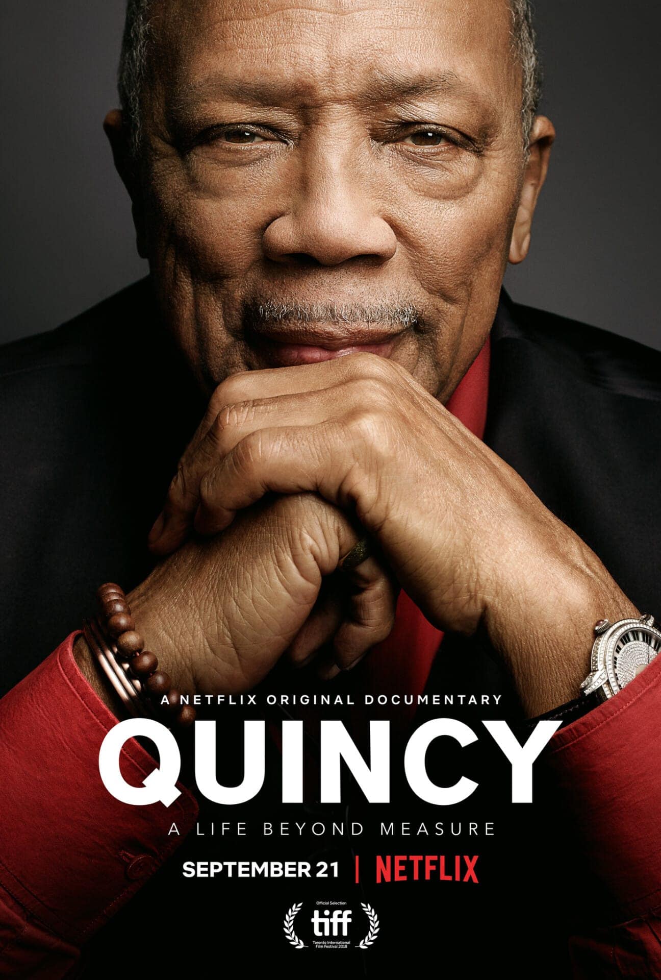 poster art for grammy award winning Netflix documentary Quincy directed and written by rashida jones and al hicks